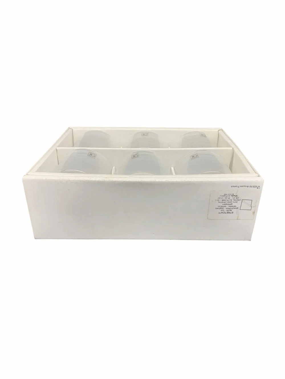 JLG Crystal Durand Set of 6 Clear Glass Tumblers with Subtle Etched Lines